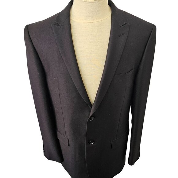 Vitarelli 2 Btn Sport Coat Blazer Black Wool 2.75 in Peak Lapel Single Vent Mens - Picture 6 of 12